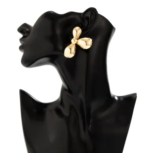 Chic Gold Silver Plated Three-Pedal Flower Shaped Earrings