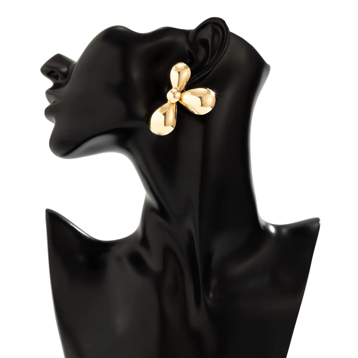 Chic Gold Silver Plated Three-Pedal Flower Shaped Earrings