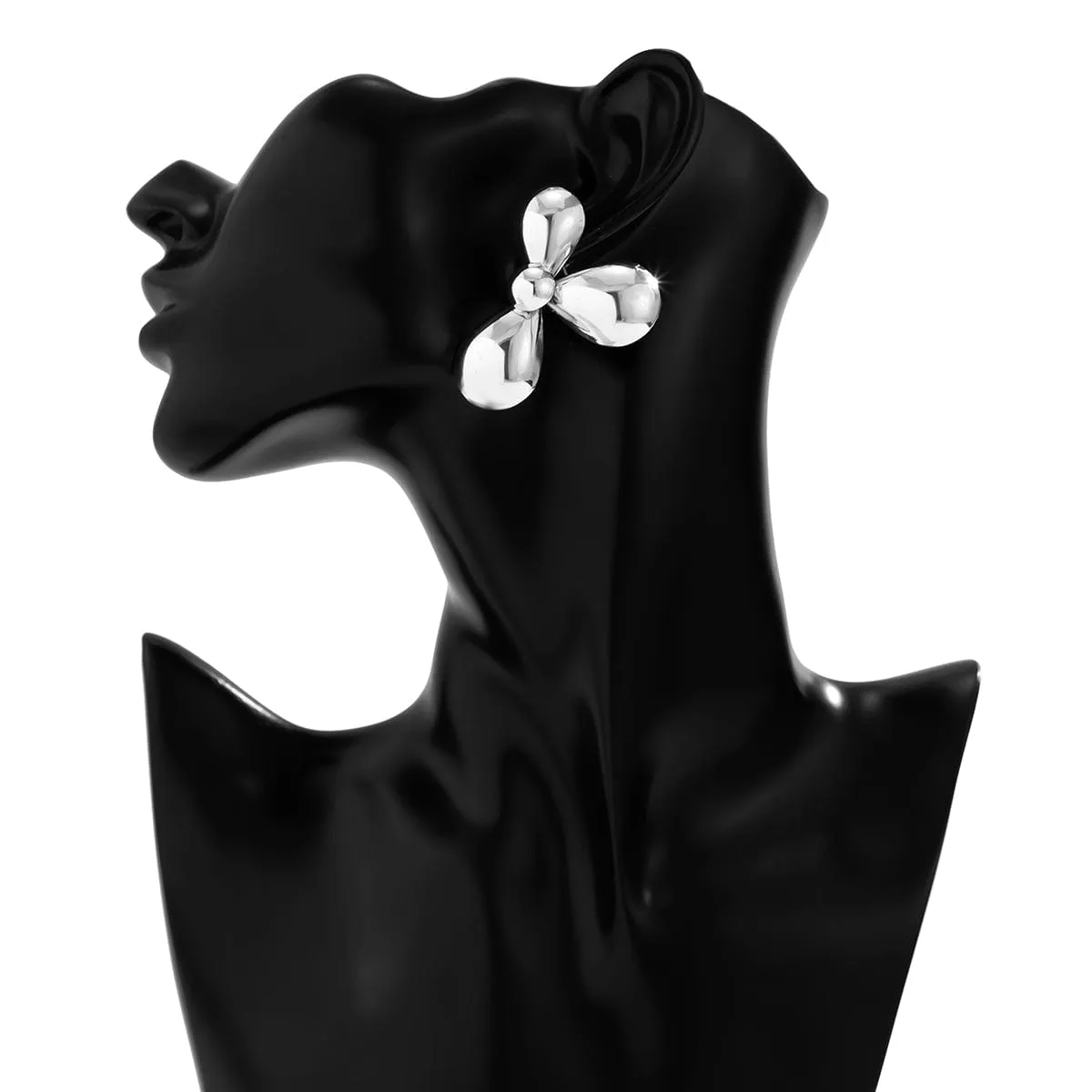 Chic Gold Silver Plated Three-Pedal Flower Shaped Earrings