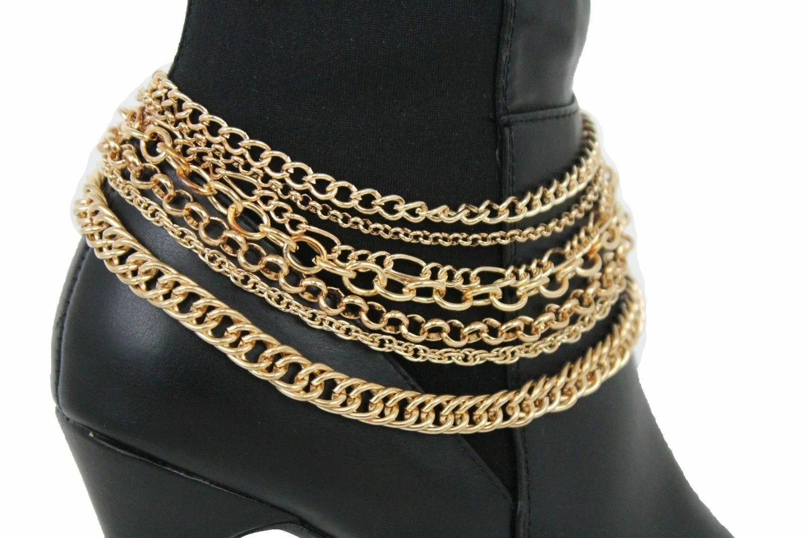Classic Style Multi-Strand Gold Metal Boot Chain