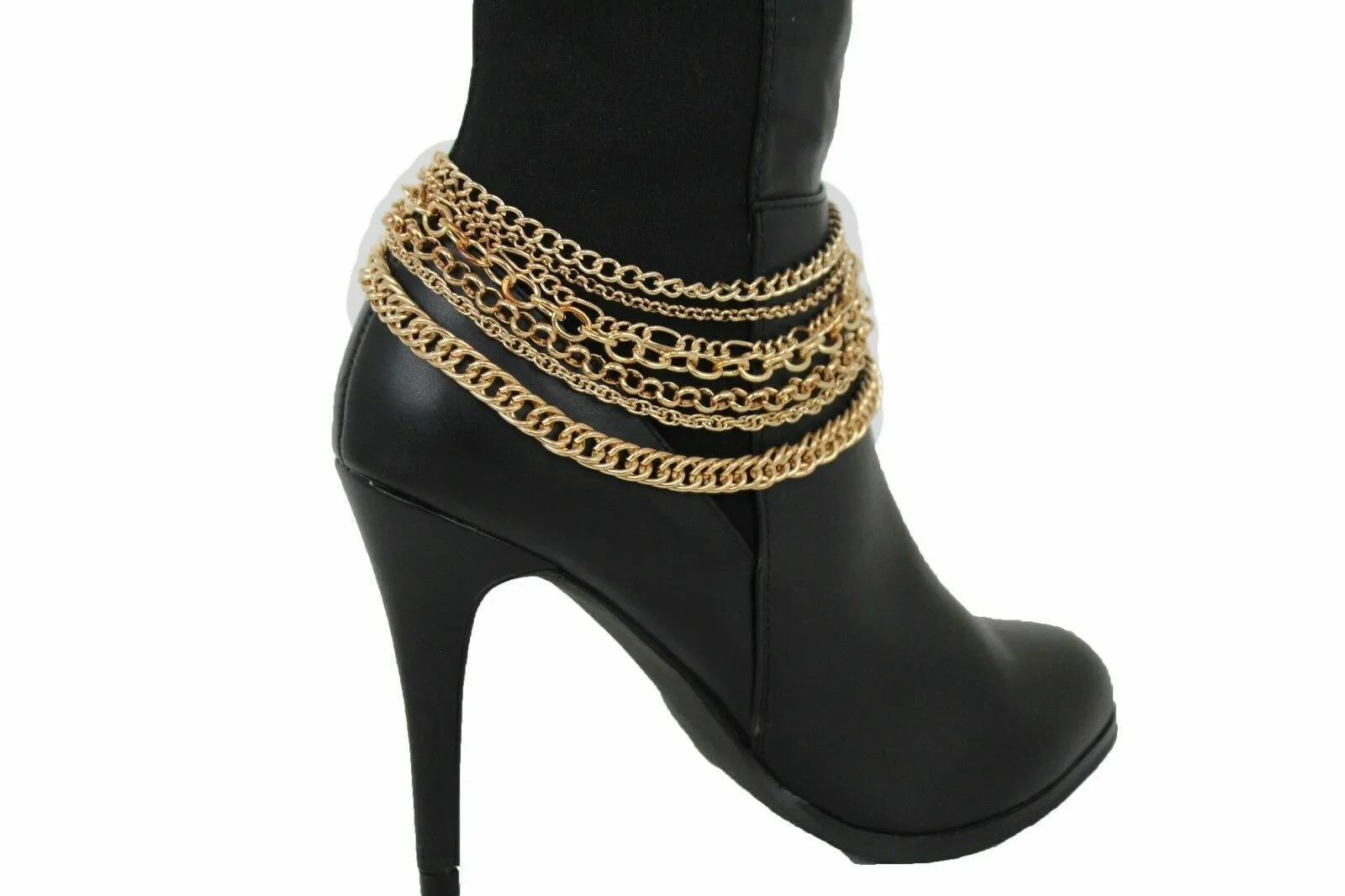 Classic Style Multi-Strand Gold Metal Boot Chain