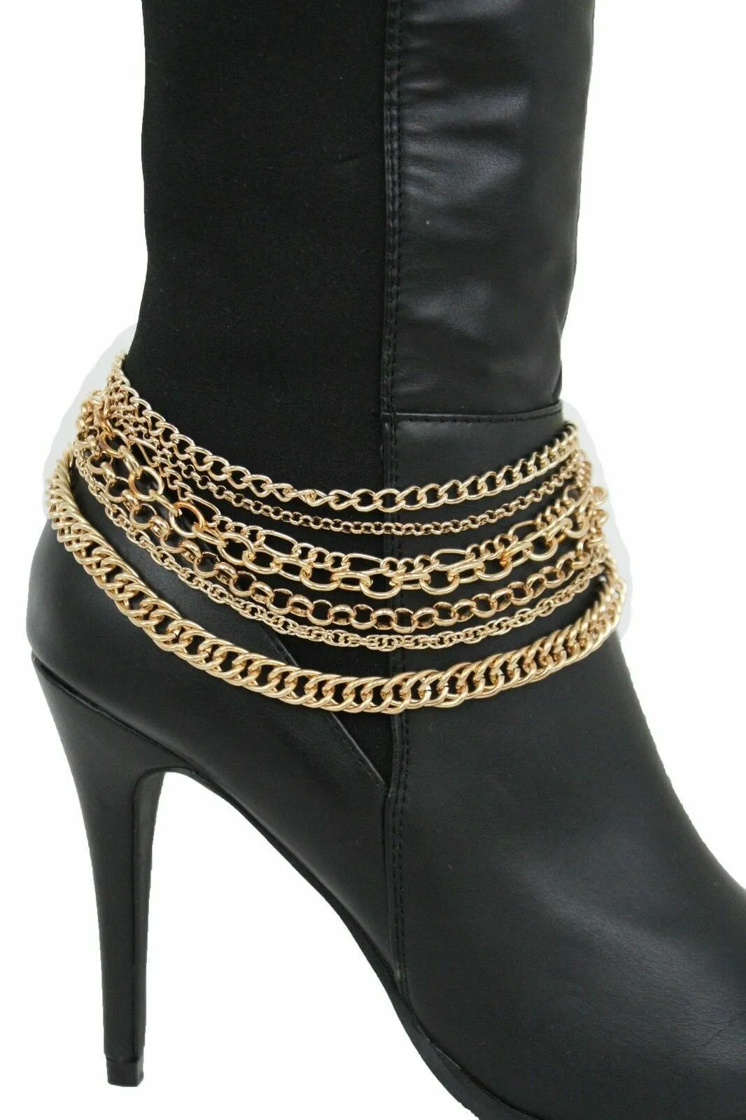 Classic Style Multi-Strand Gold Metal Boot Chain