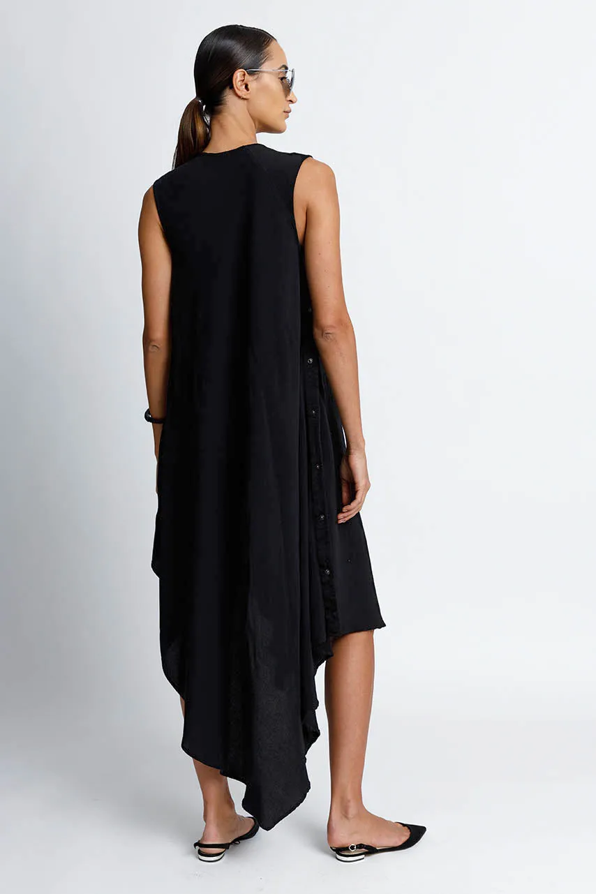 Convertible Midi Snap Dress - Black
