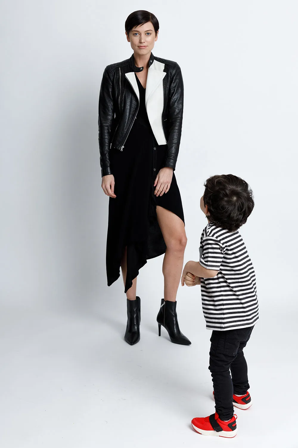 Convertible Midi Snap Dress - Black