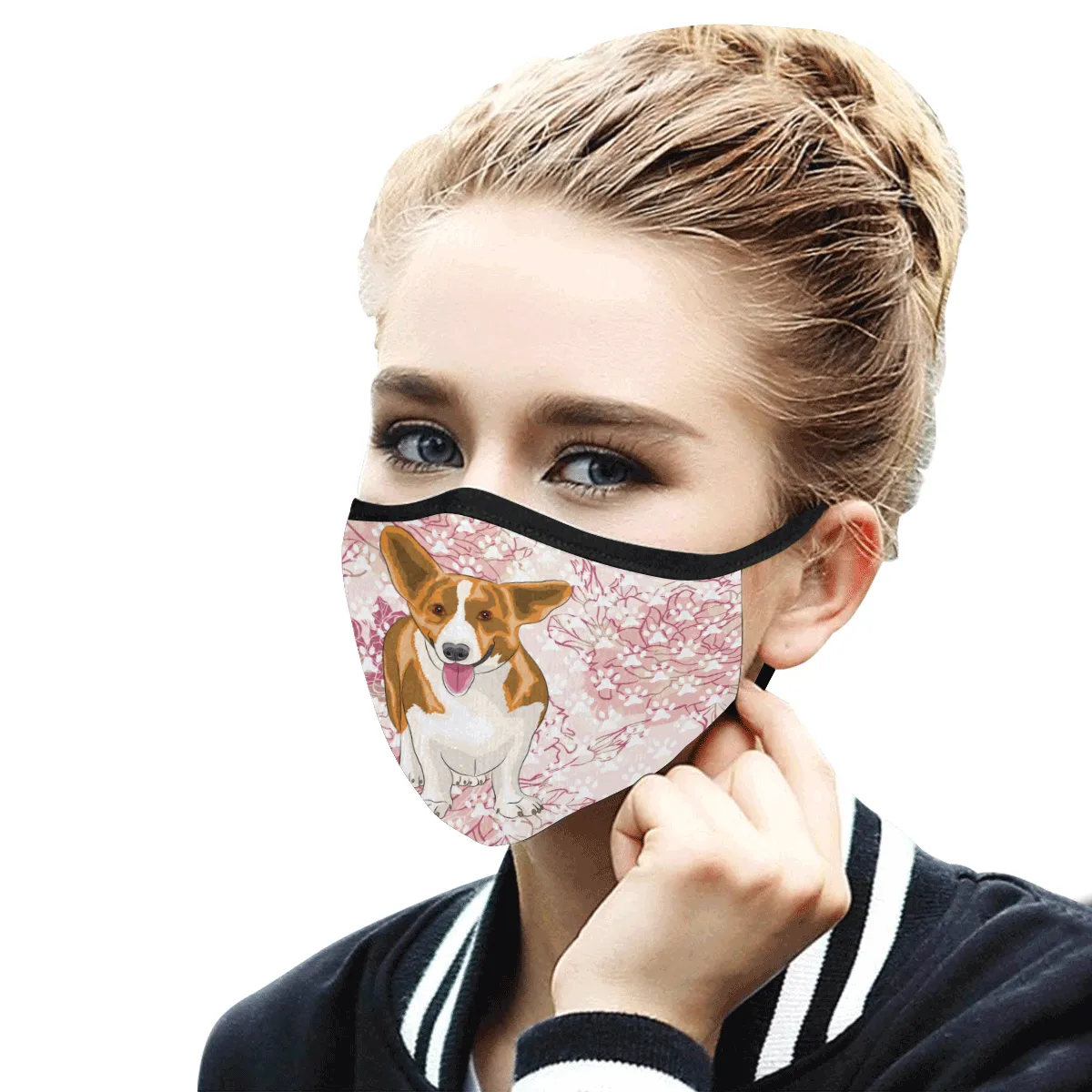 Corgi Face Cover - Floral
