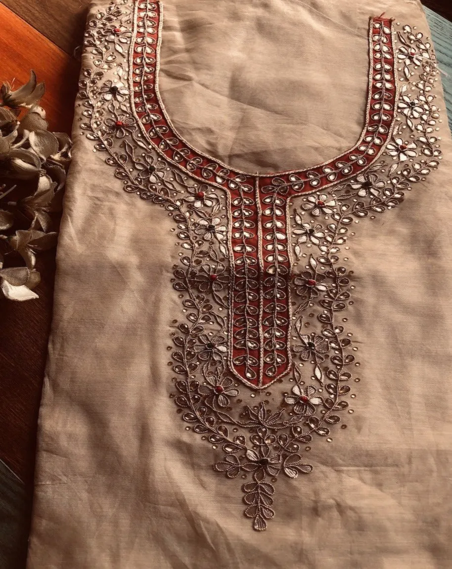 Cream Gota Patti Kurti