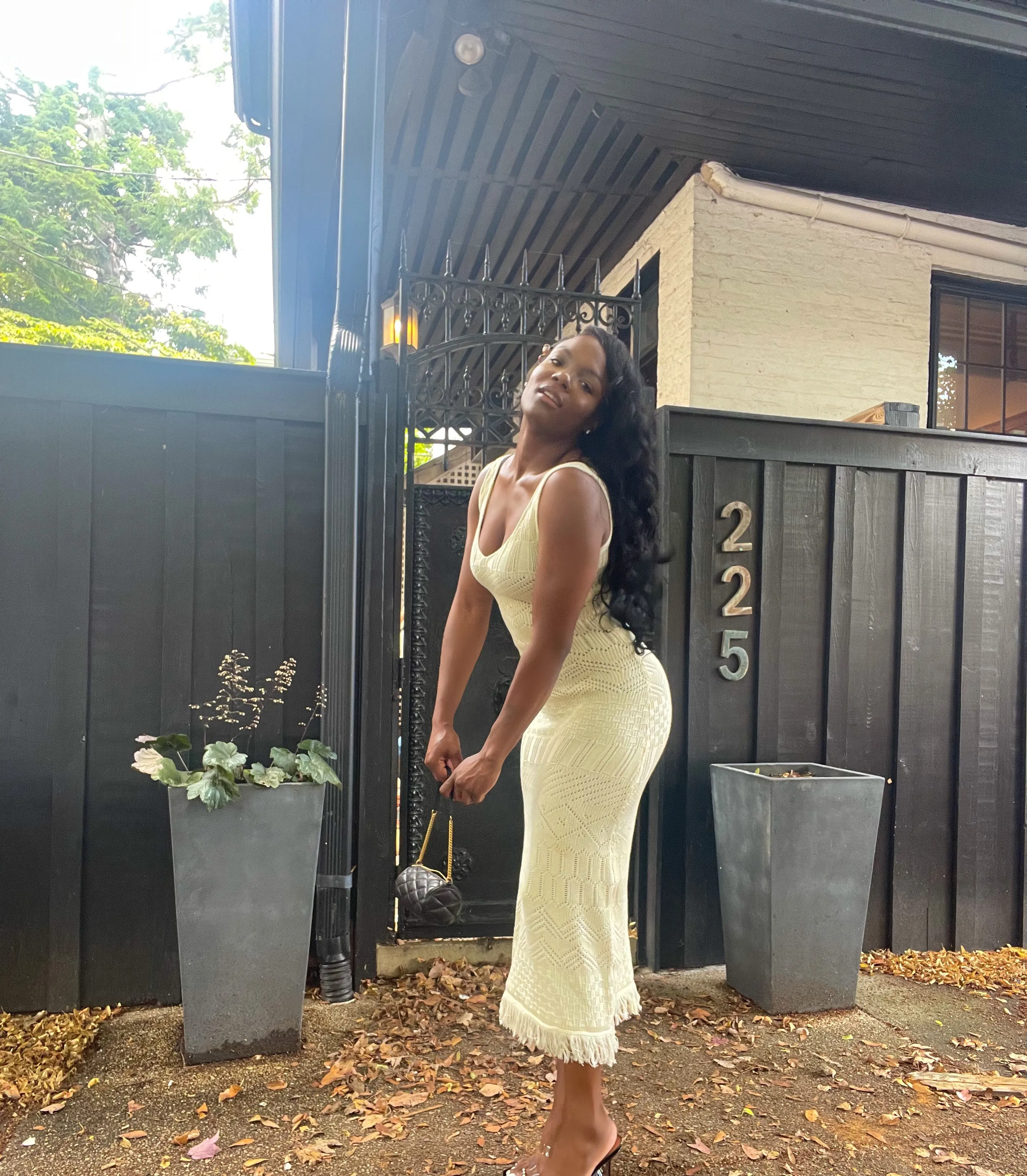 Cream Knit Maxi Dress