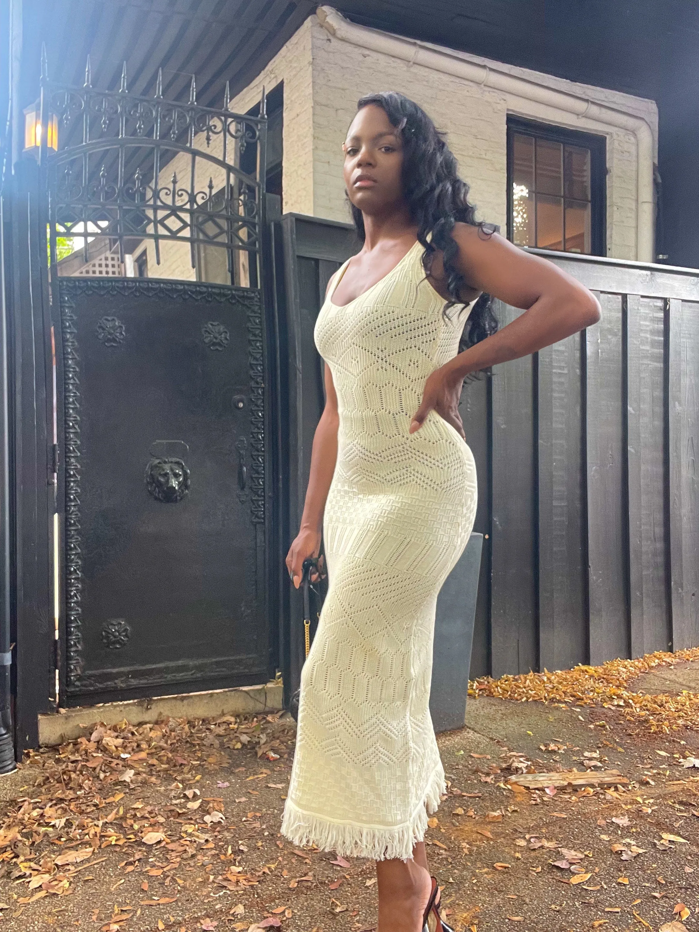 Cream Knit Maxi Dress