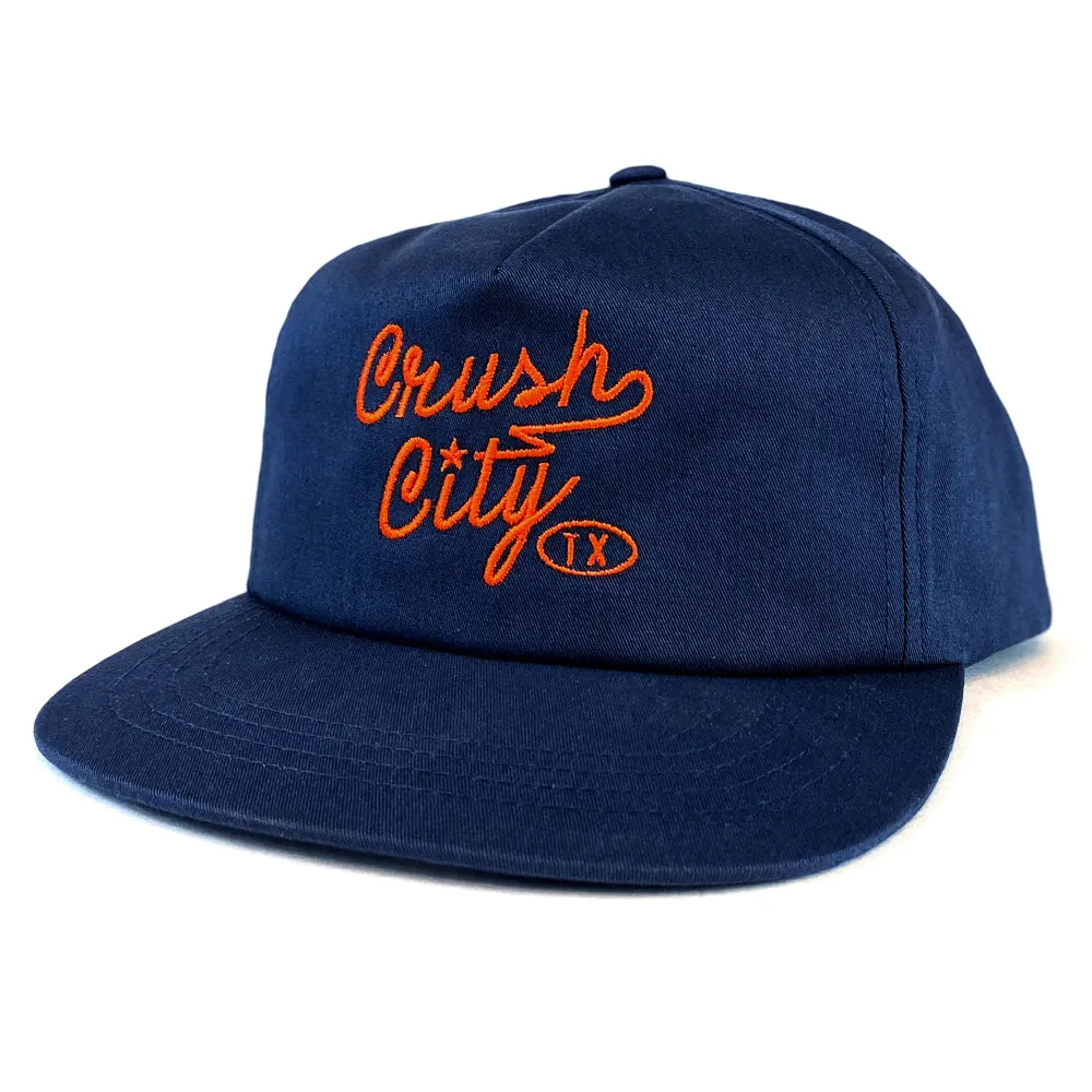 Crush Script | Unstructured 5-Panel Snapback Cap (Navy)