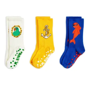 Dolphin 3-pack Anti Slip Socks by Mini Rodini
