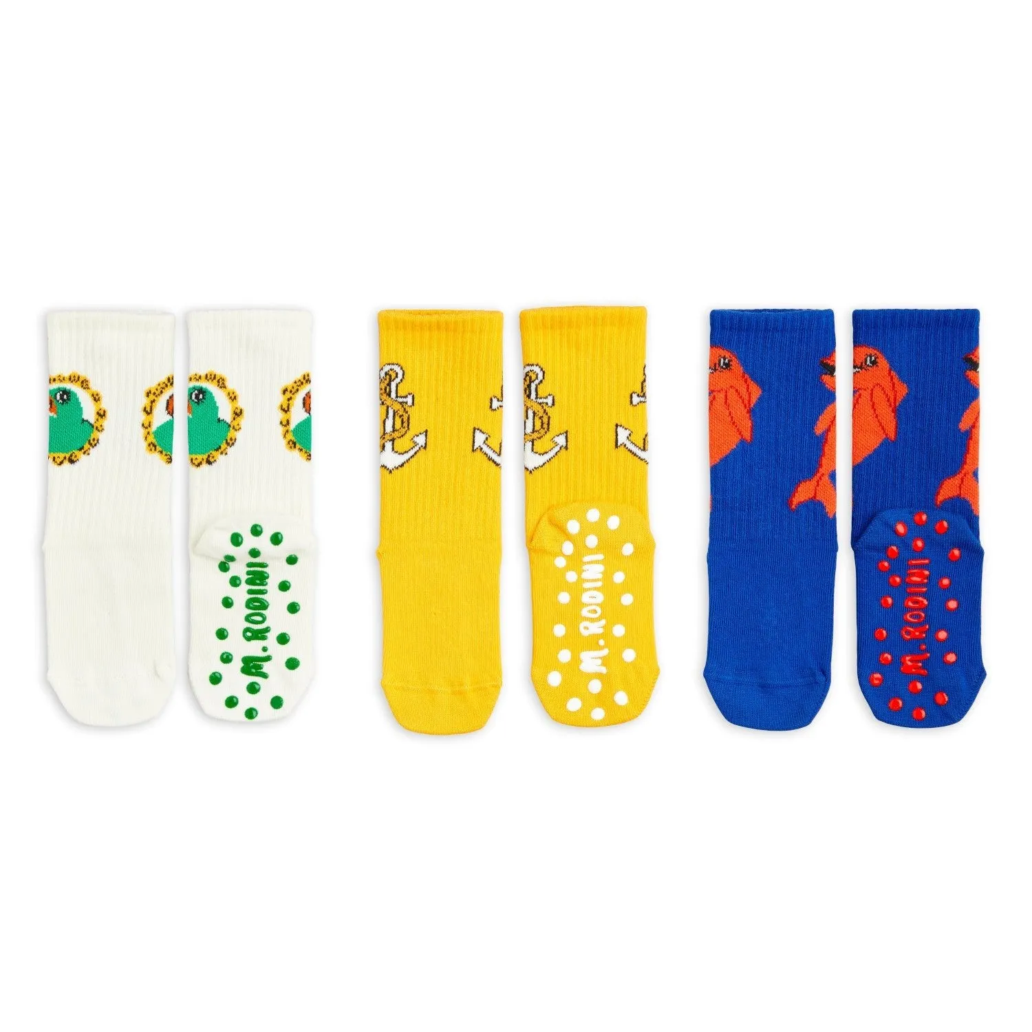 Dolphin 3-pack Anti Slip Socks by Mini Rodini