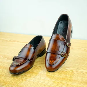 Double Monk Loafers - Burgundy Two Tone