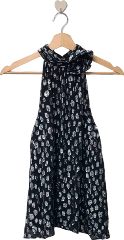 Friends Like These Black Polka Dot Halter Top UK 8