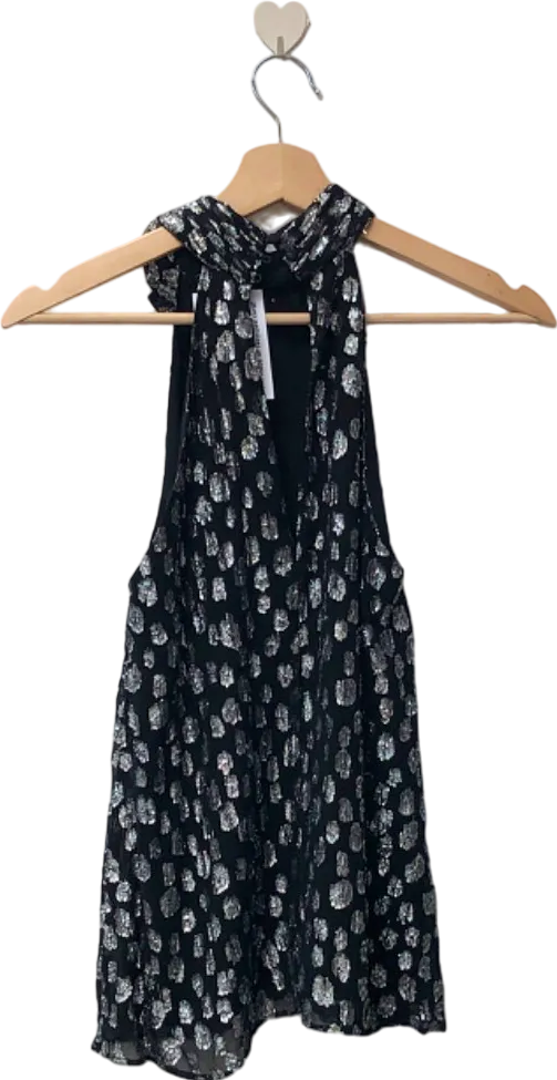 Friends Like These Black Polka Dot Halter Top UK 8