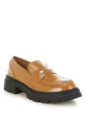 Gleam Stride Faux Leather Chunky Loafers