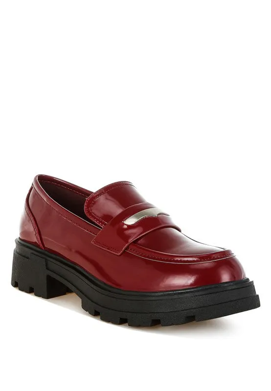Gleam Stride Faux Leather Chunky Loafers