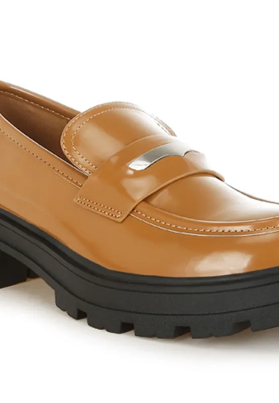 Gleam Stride Faux Leather Chunky Loafers