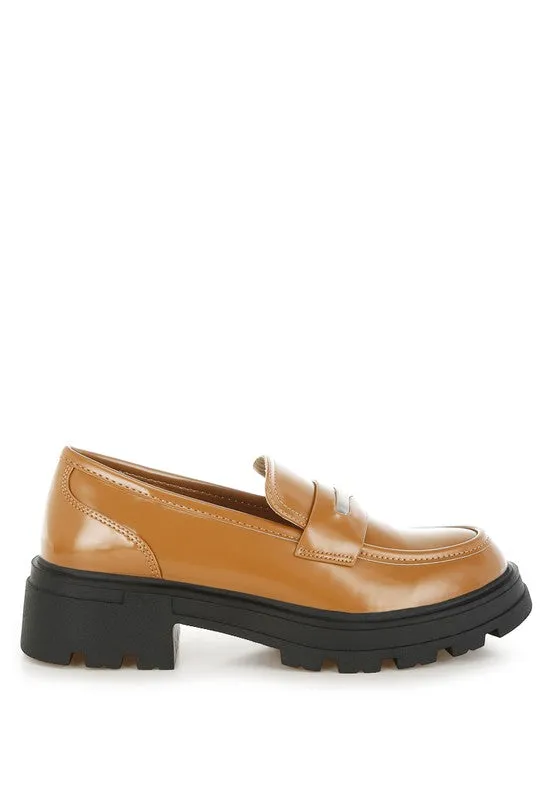 Gleam Stride Faux Leather Chunky Loafers