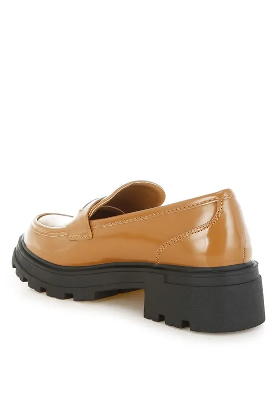 Gleam Stride Faux Leather Chunky Loafers
