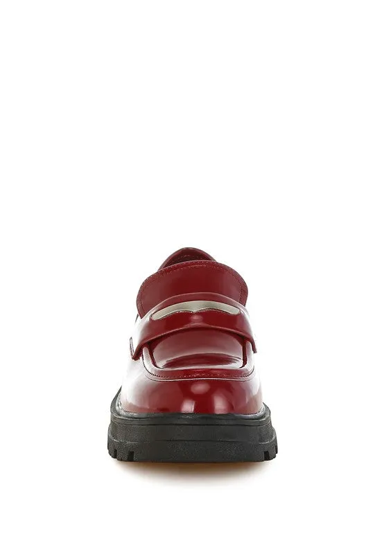 Gleam Stride Faux Leather Chunky Loafers
