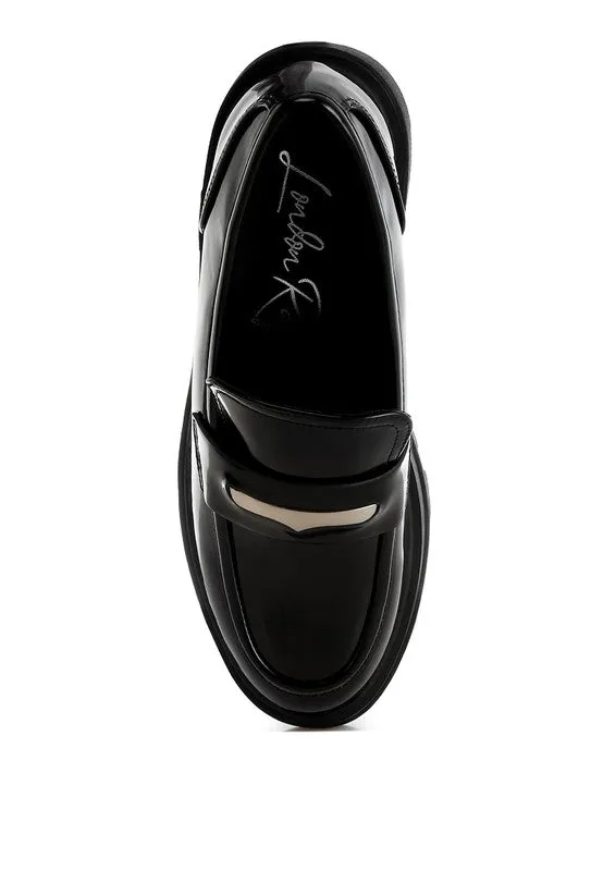 Gleam Stride Faux Leather Chunky Loafers