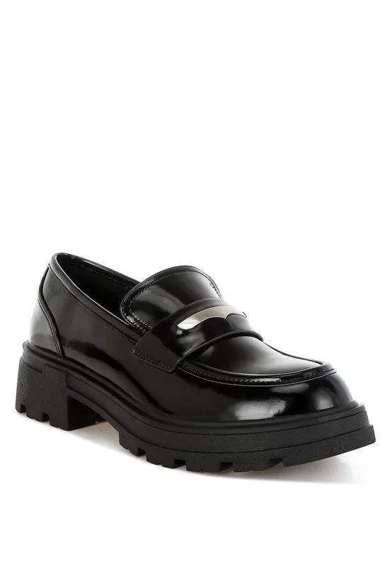 Gleam Stride Faux Leather Chunky Loafers