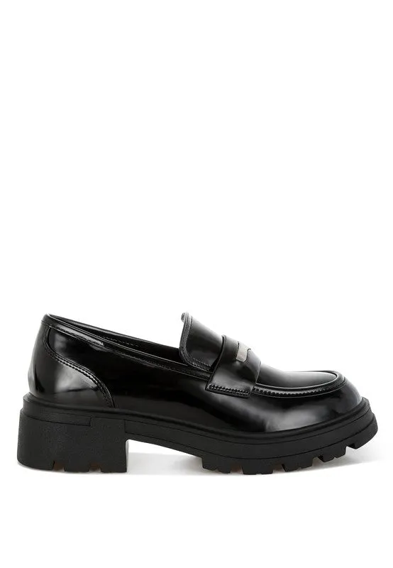 Gleam Stride Faux Leather Chunky Loafers