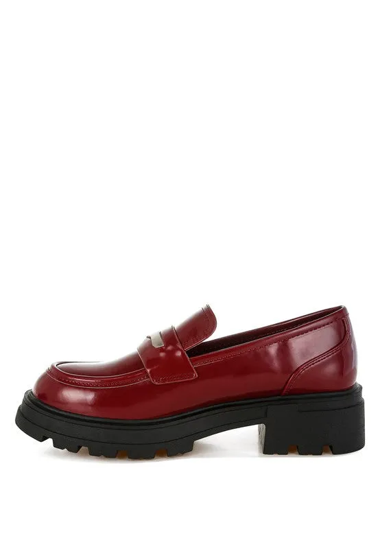 Gleam Stride Faux Leather Chunky Loafers
