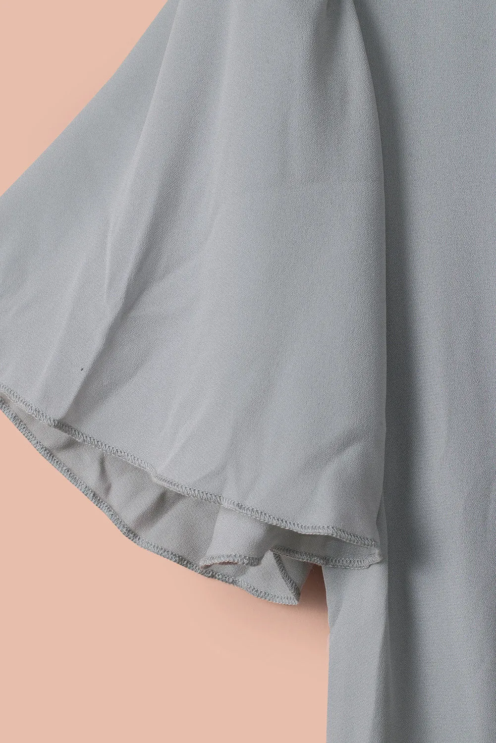 Gray V Neck Ruffled Swing Mini Dress
