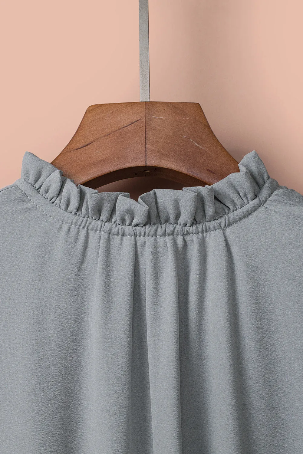 Gray V Neck Ruffled Swing Mini Dress