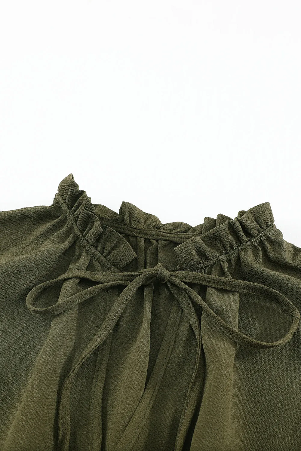 Green Sleeveless V Neck Ruffled Swing Mini Dress