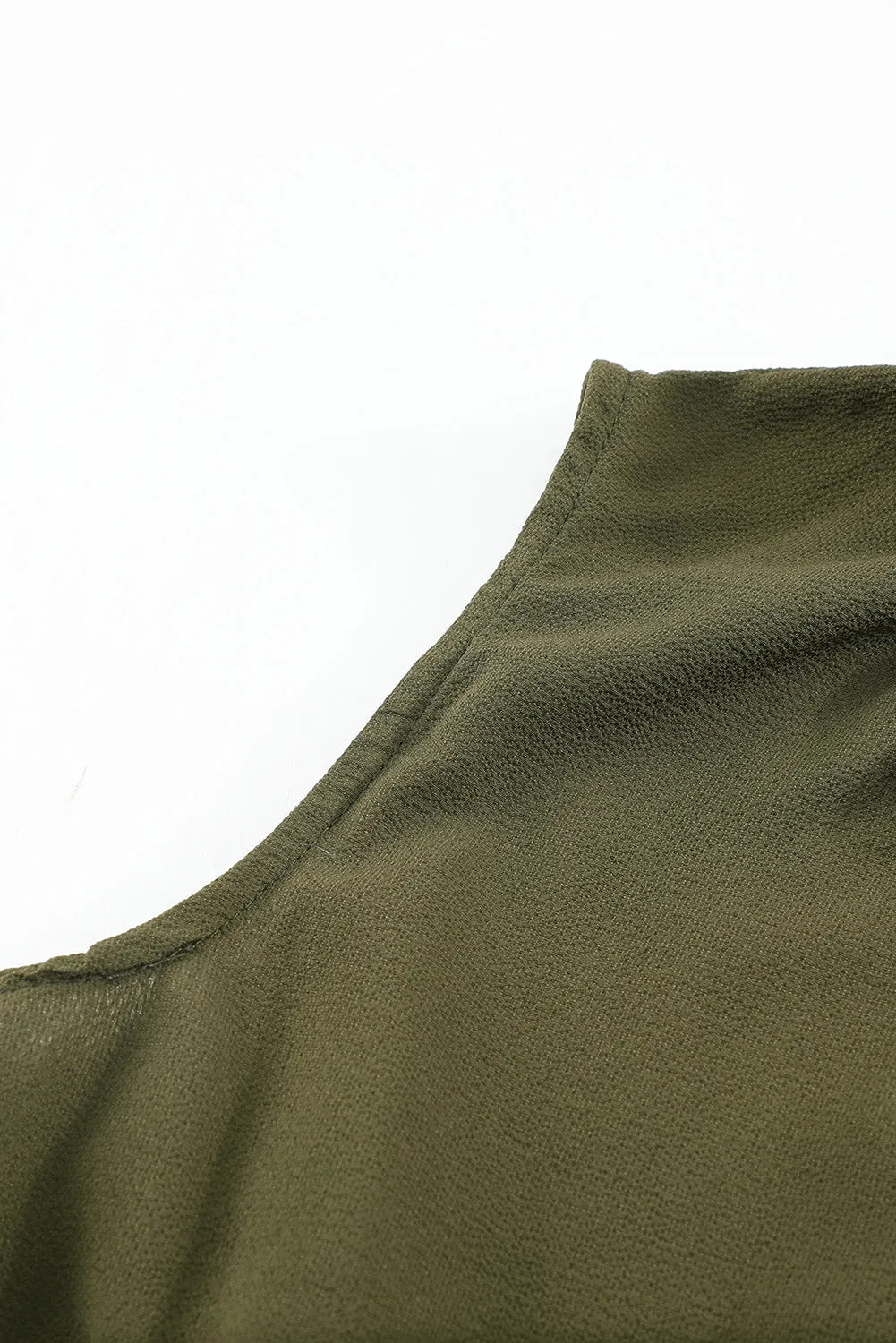 Green Sleeveless V Neck Ruffled Swing Mini Dress