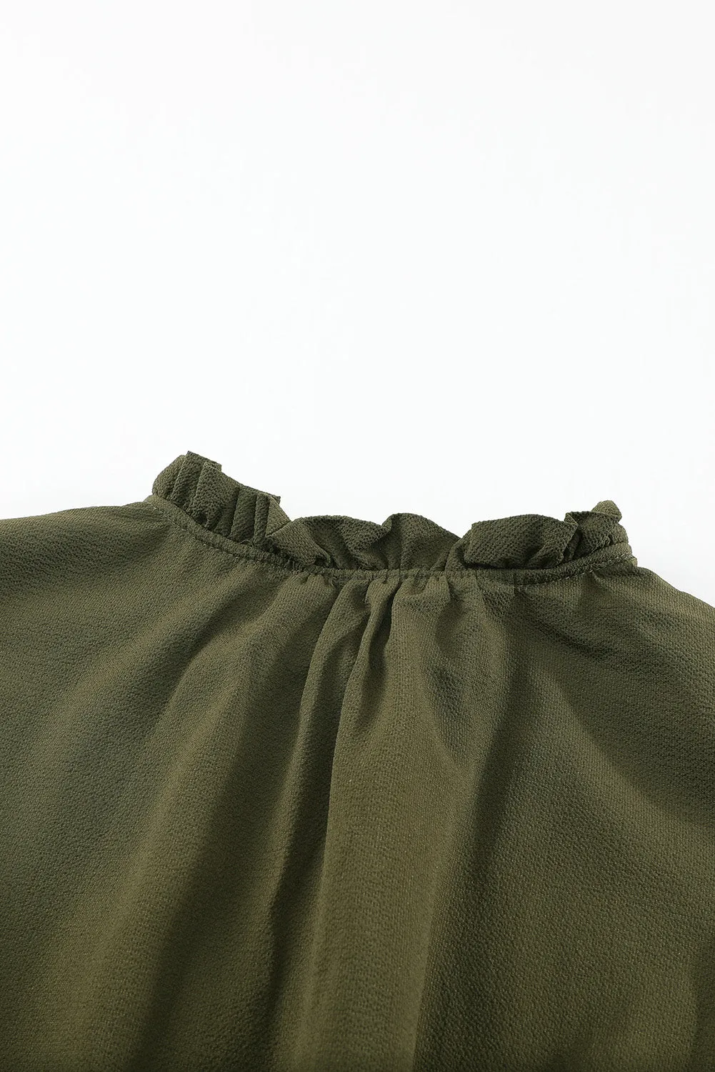 Green Sleeveless V Neck Ruffled Swing Mini Dress
