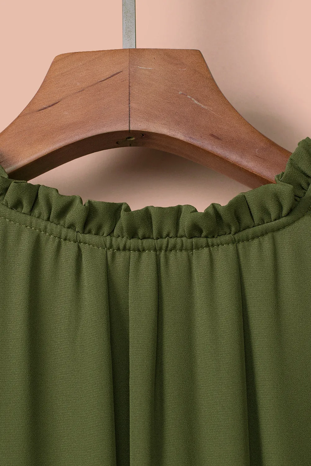 Green V Neck Ruffled Swing Mini Dress
