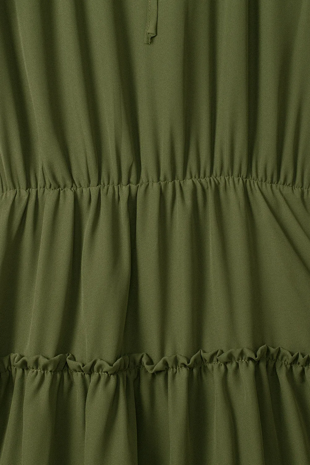 Green V Neck Ruffled Swing Mini Dress