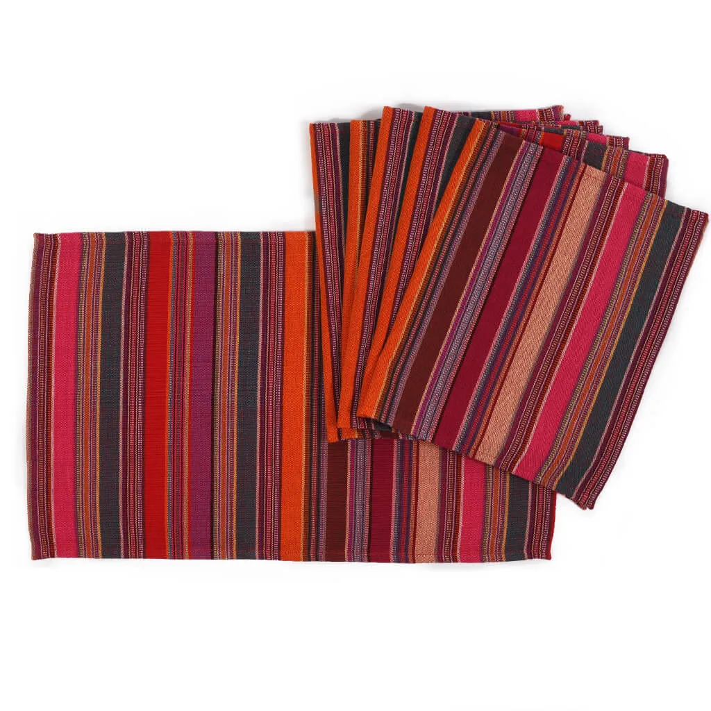 Hand Woven Striped Placemat Set | Berry Jubilee