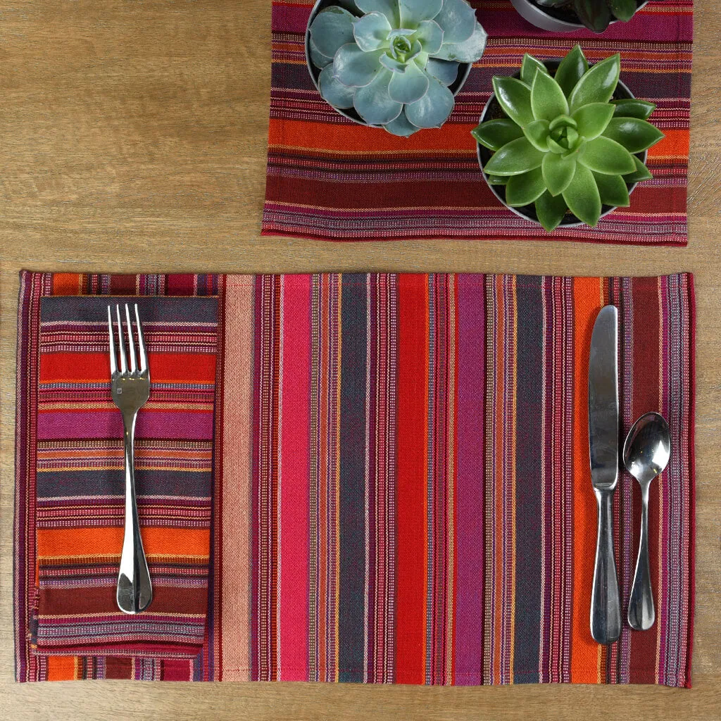 Hand Woven Striped Placemat Set | Berry Jubilee