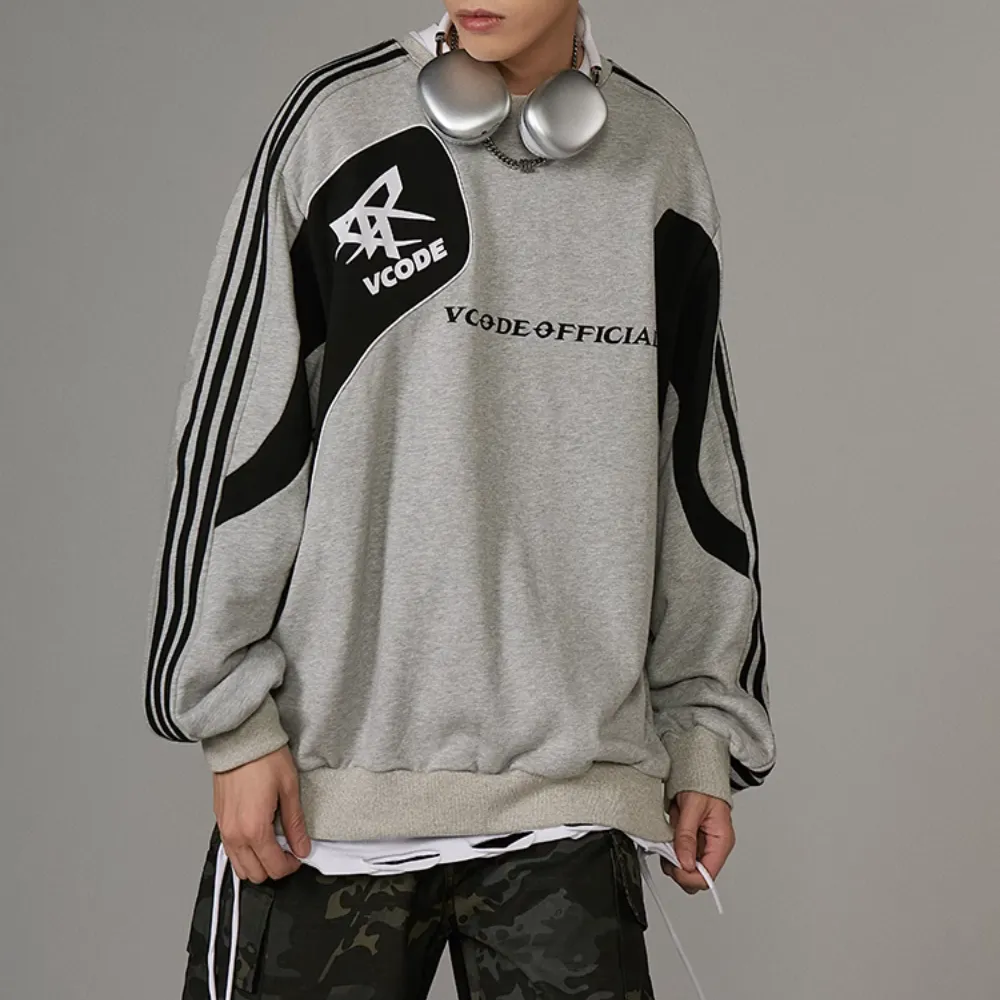 High Street Stripe Design Patchwork Sweatshirt