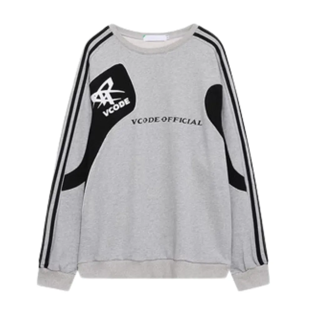 High Street Stripe Design Patchwork Sweatshirt
