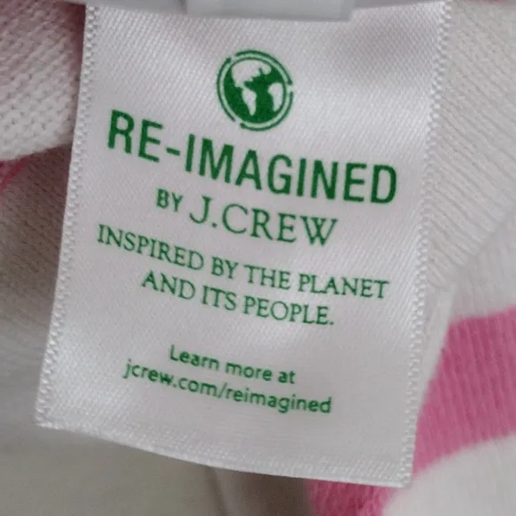 J Crew Pink White Striped lightweight sweater sailboat logo size medium