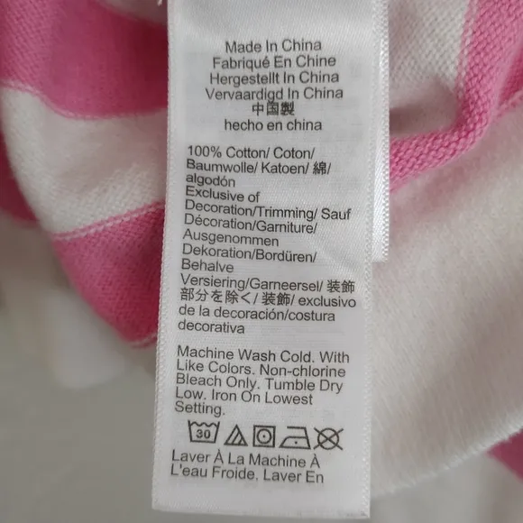 J Crew Pink White Striped lightweight sweater sailboat logo size medium