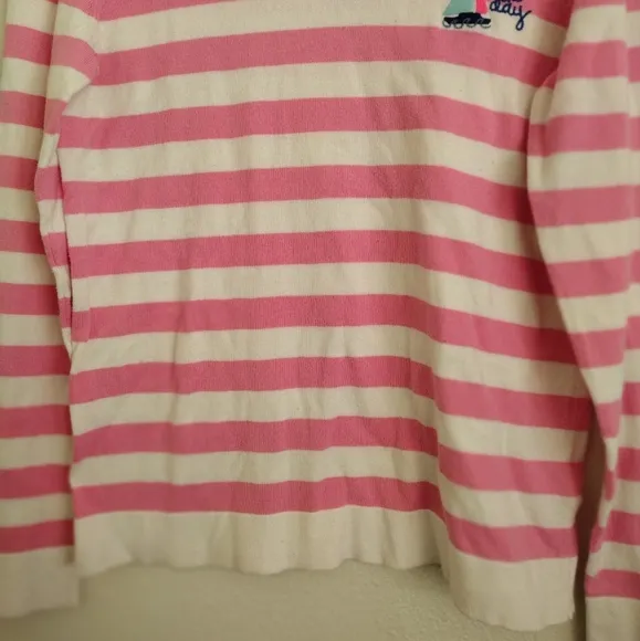J Crew Pink White Striped lightweight sweater sailboat logo size medium