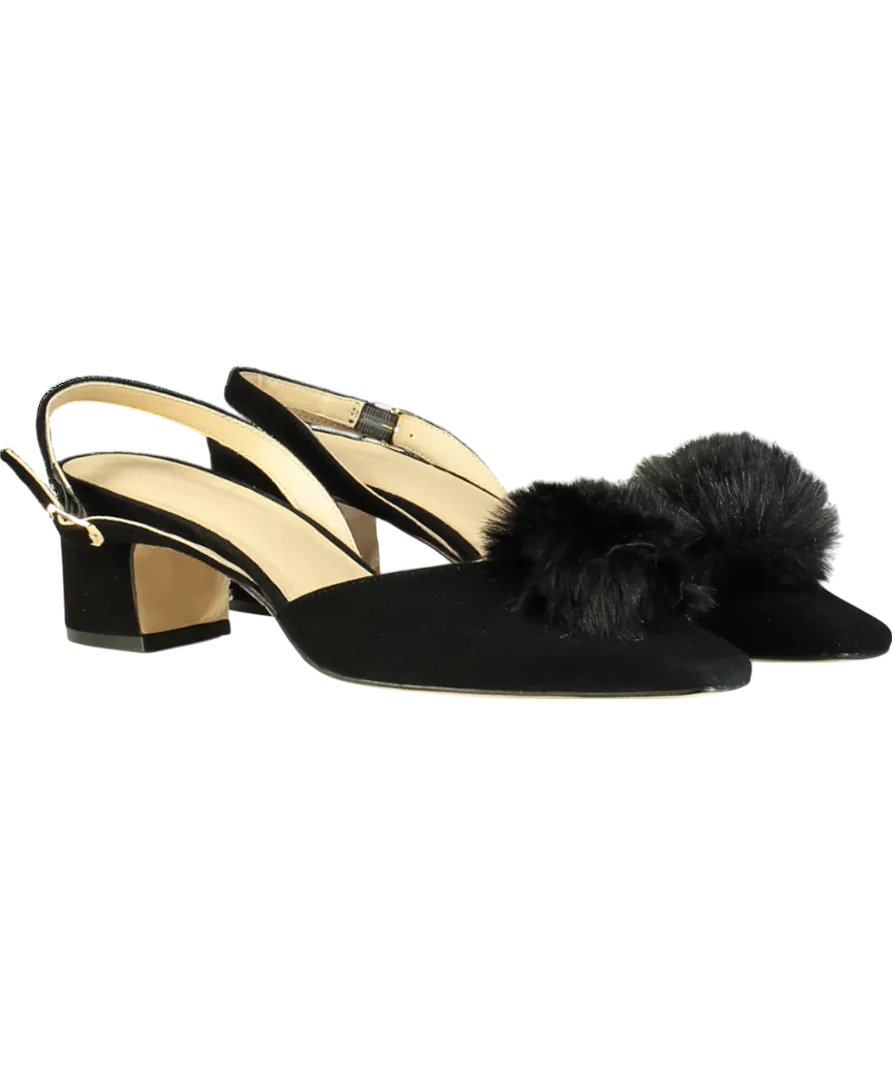 J. Mclaughlin Black Dita Suede Slingback Heels UK 7.5 EU 40.5 👠