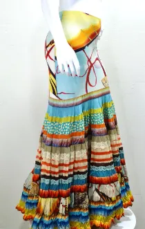 Jean Paul Gaultier Printed Tiered Full Skirt