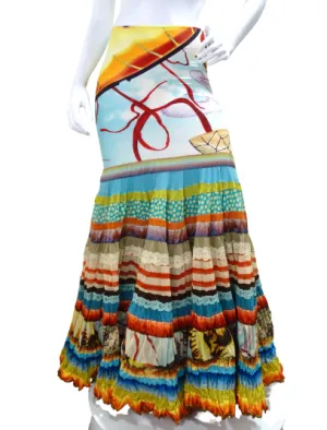 Jean Paul Gaultier Printed Tiered Full Skirt