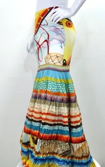 Jean Paul Gaultier Printed Tiered Full Skirt