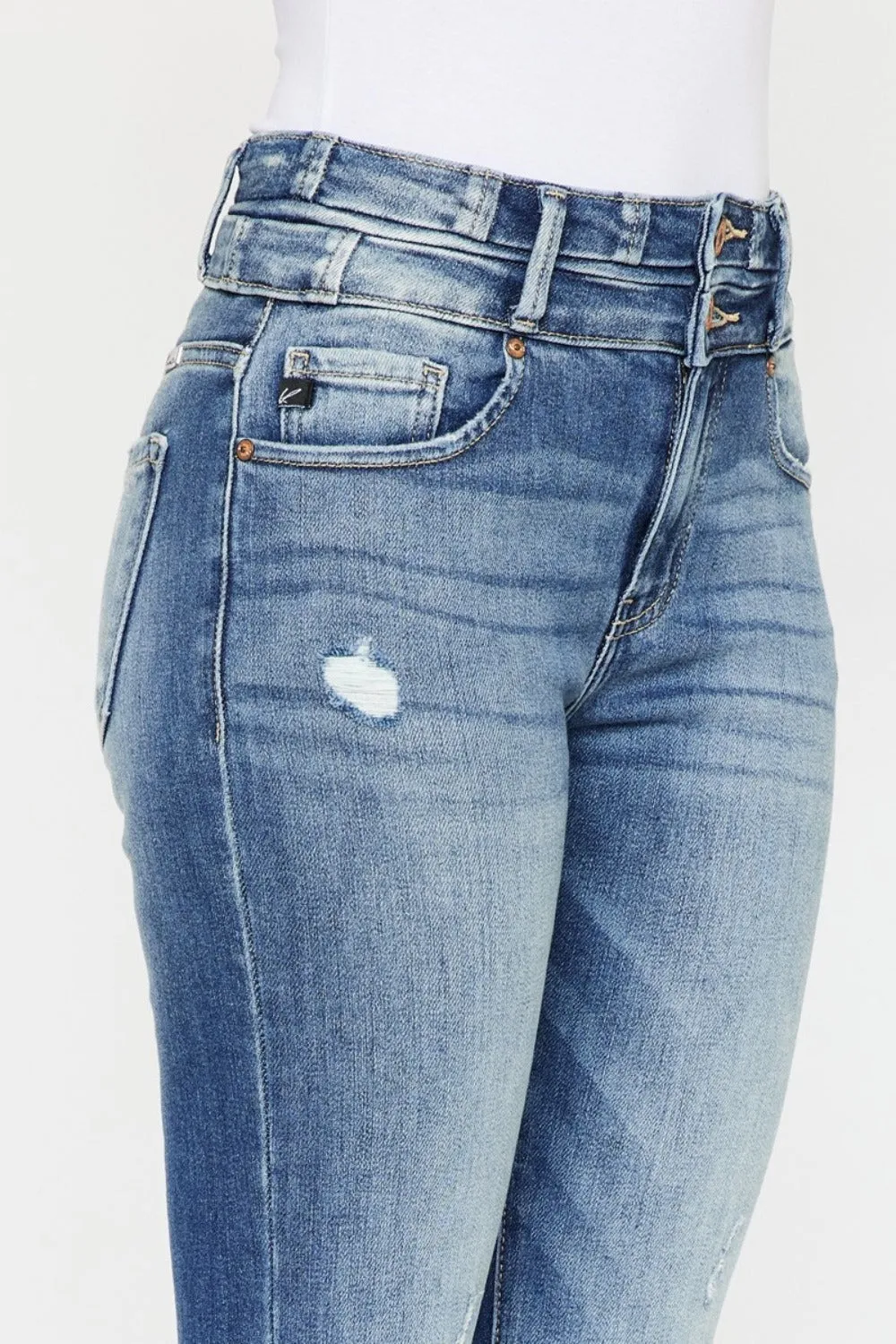 Kancan High Rise Wide Waistband Flare Bell Bottom Jeans