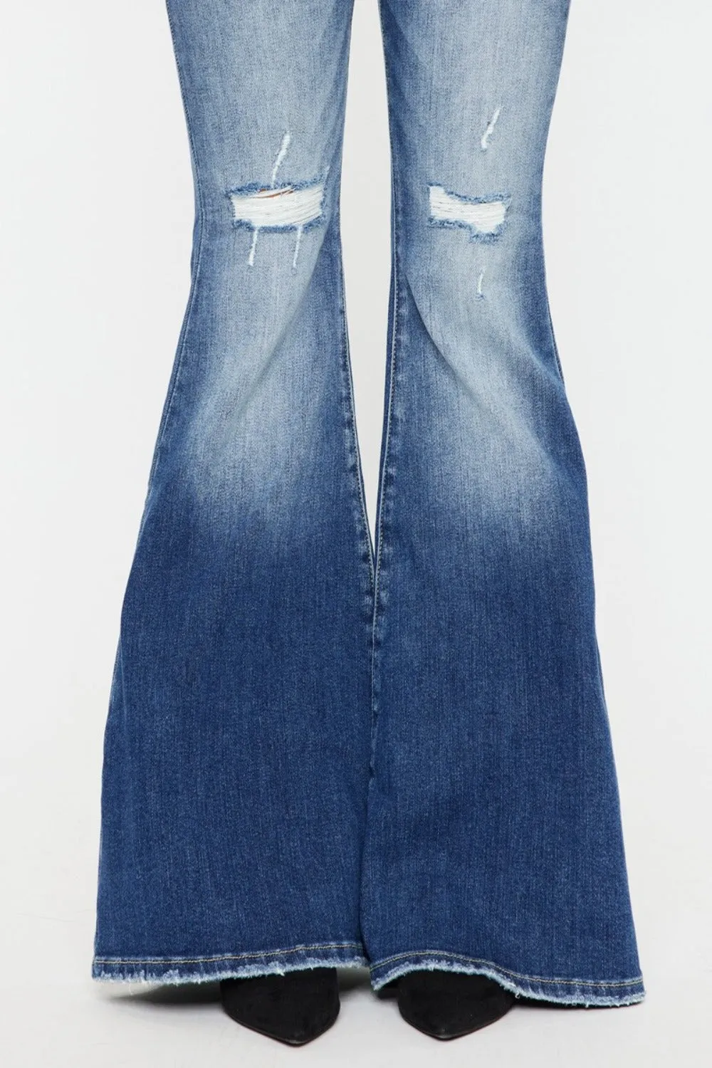 Kancan High Rise Wide Waistband Flare Bell Bottom Jeans