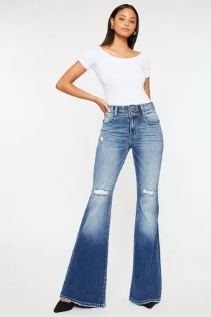 Kancan High Rise Wide Waistband Flare Bell Bottom Jeans