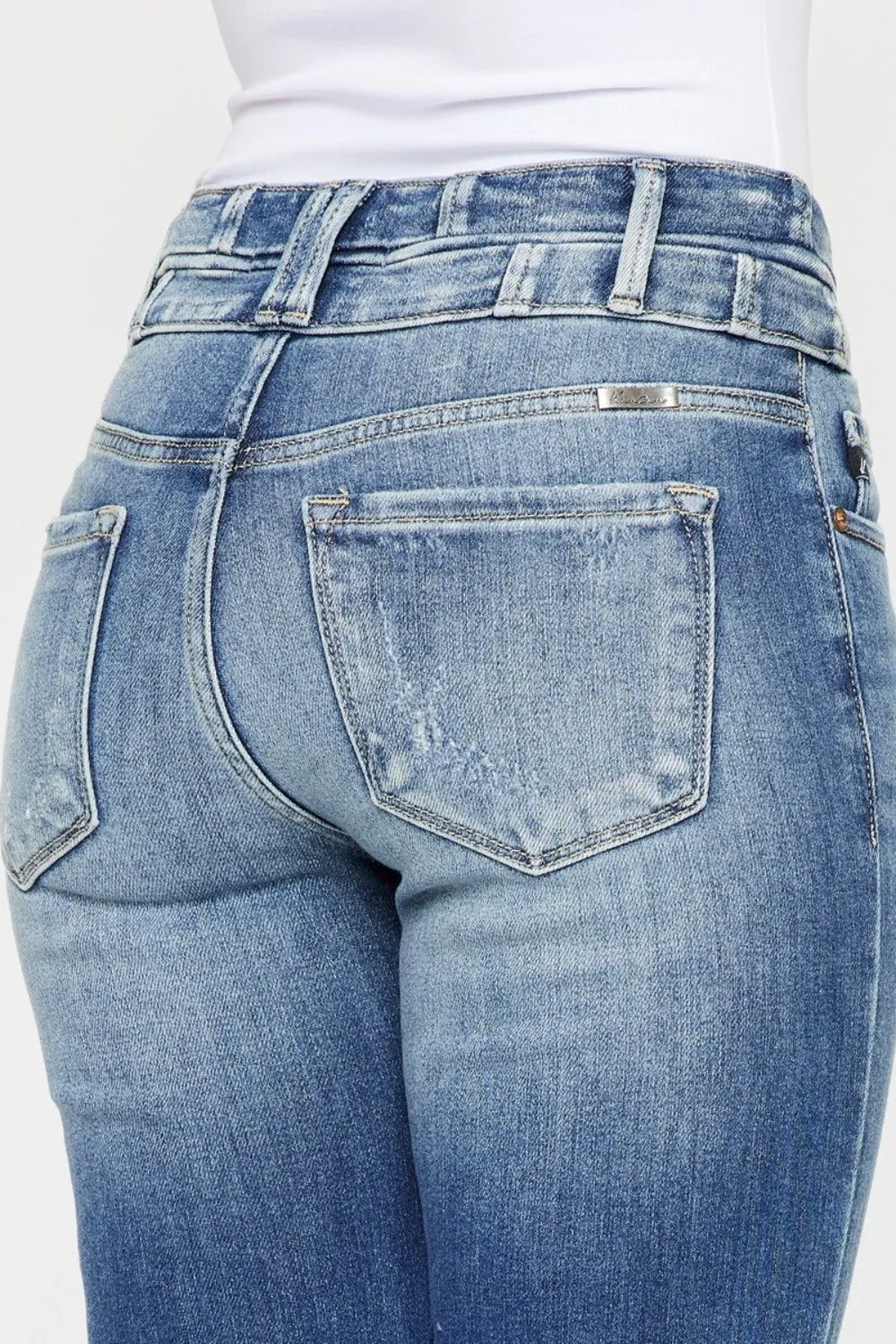 Kancan High Rise Wide Waistband Flare Bell Bottom Jeans